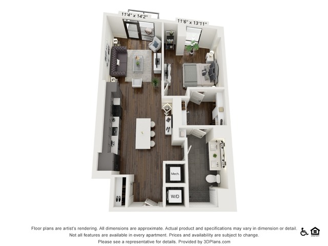 A22 | 1 bed 1 bath | 852 sq ft