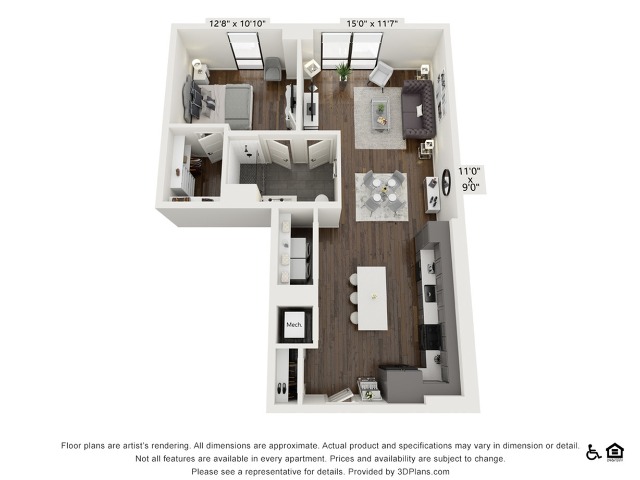 A23 | 1 bed 1 bath | 880 sq ft