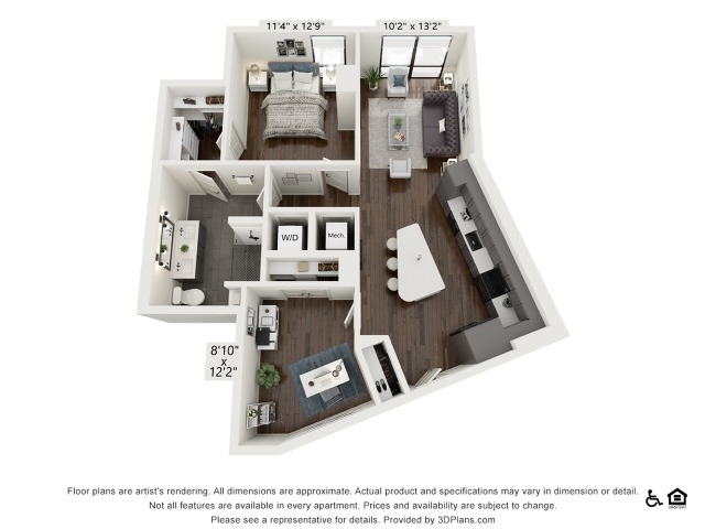 A25 | 1 bed 1 bath | 913 sq ft