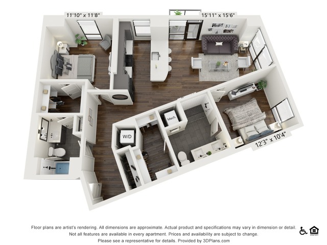 B2 | 2 bed 2 bath | 1133 sq ft