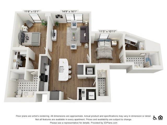 PH-B1 | 2 bed 2 bath | 1209 sq ft