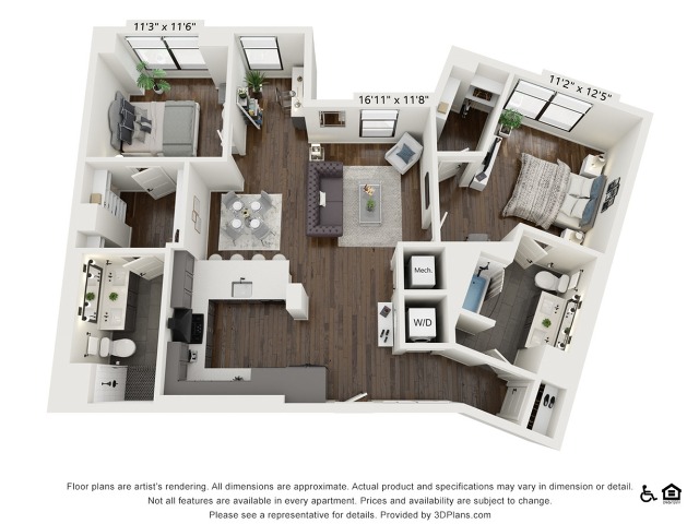 C1 | 2 bed 2 bath | 1212 sq ft
