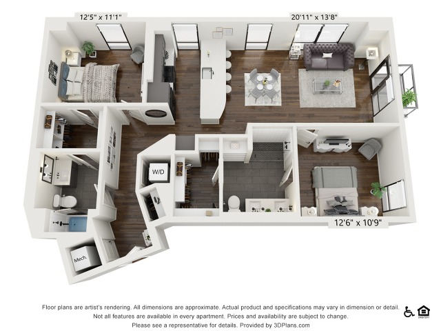 B5A | 2 bed 2 bath | 1259 sq ft