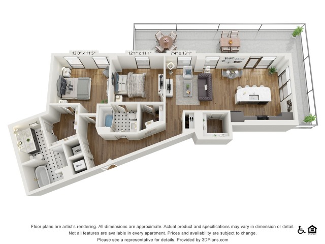 PH-B4 | 2 bed 2 bath | 1301 sq ft