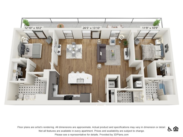PH-B6 | 2 bed 2 bath | 1327 sq ft