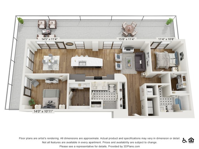 PH-B7 | 2 bed 2 bath | 1328 sq ft
