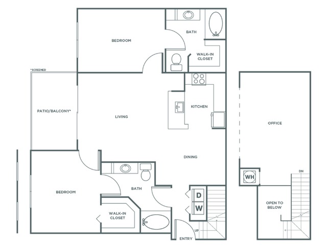 Two Bedroom Two Bath (1337 SF)