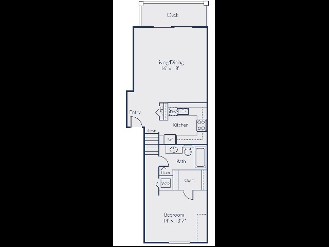 1 x 1 | 818 SF | Floor plan map for a one bedroom unit at our apartments for rent in Marlborough, featuring labeled rooms with dimensions.
