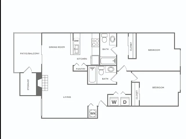Two Bedroom / Two Bath | 2 bed 2 bath | 1006 sq ft