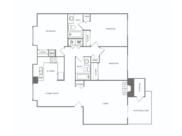 Three Bedroom | 3 bed 2 bath |  1495 sq ft
