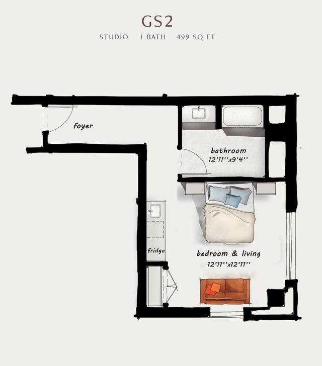 GS2 | Studio 499 square feet