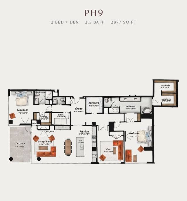 PH9 | 3 Bed 2.5 Bath 2,877 square feet