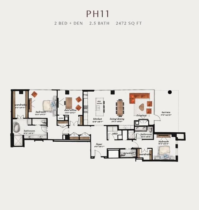 PH11 | 3 Bed 2.5 Bath 2,472 square feet