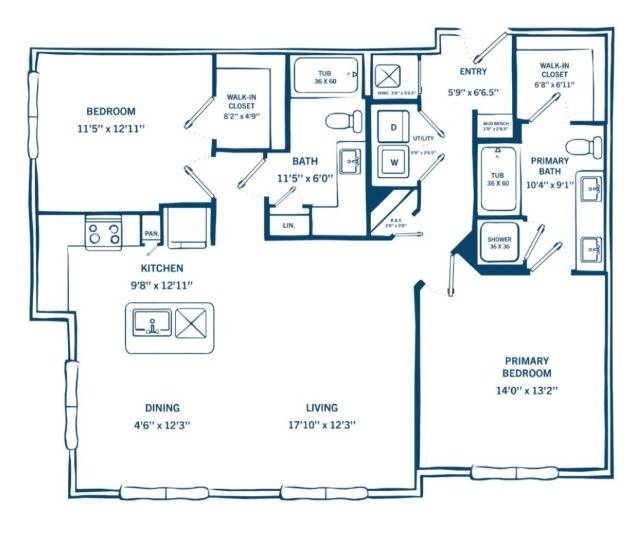 B2-H | 2 bed 2 bath | 1218 sq ft