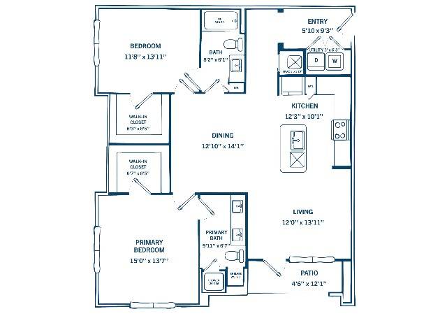 B1 | 2 bed 2 bath | 1301 sq ft