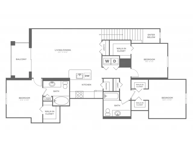 Lauderdale Three Bedroom Two Bath (1445 SF)