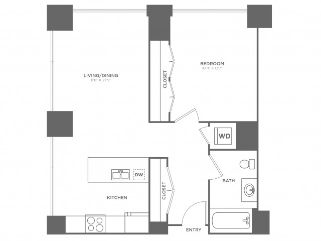 1 bed 1 bath | from 785 square feet