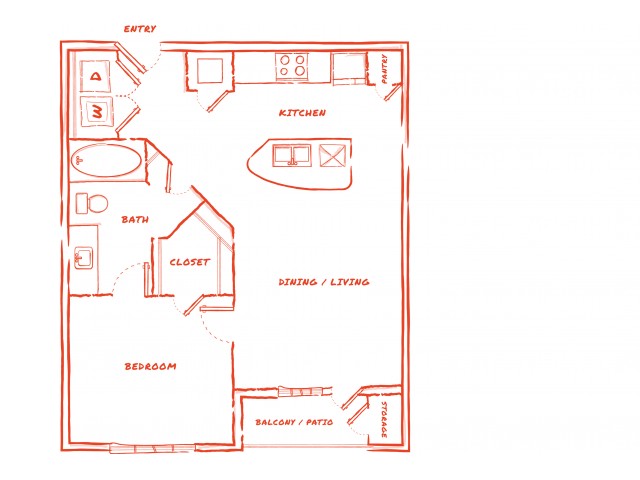 A2 | 1 bed 1 bath | from 703 square feet