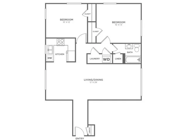 Cypress-Restored | 2 bed 1 bath | from 919 square feet
