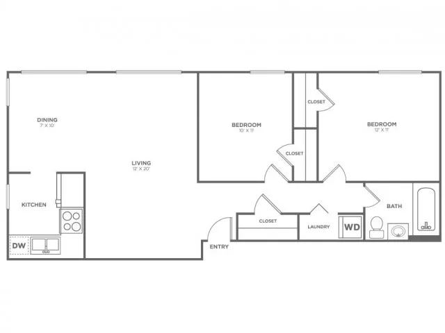 Long-Classic | 2 bed 1 bath | from 845 square feet