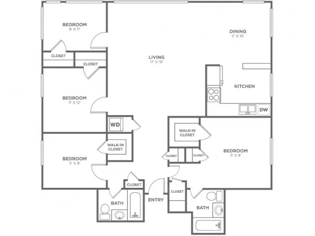 Penthouse | 4 bed 2 bath | from 1382 square feet