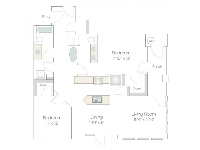 B2.R | 2 bed 2 bath | from 1258 square feet