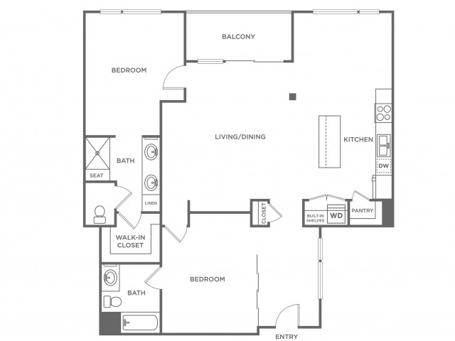 Plan E | 2 bed 2 bath | from 1282 square feet