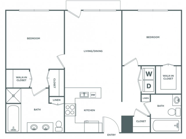 Two Bedroom Two Bath (1083 SF)