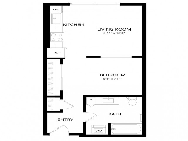 1x1 floor plan