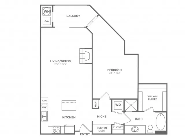 1 Bedroom 1 Bath (914 SF)