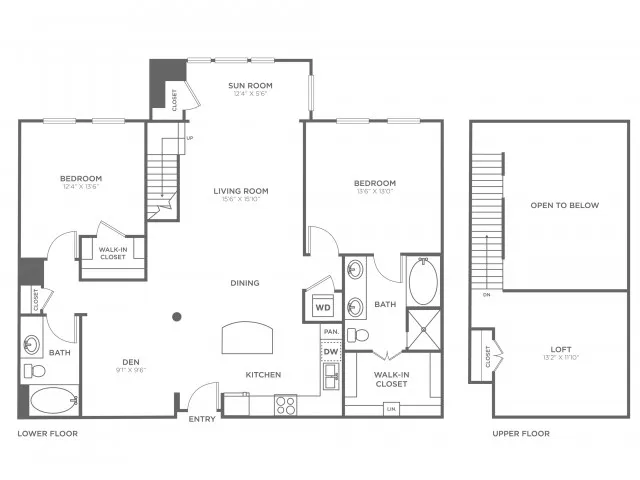 2 Bedroom 2 Bath Loft (1,550 SF)