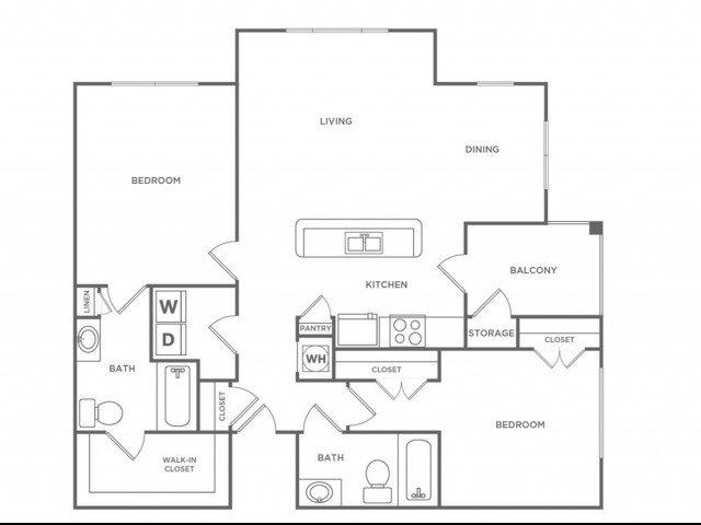 Two bedroom Two Bath (1188 SF)