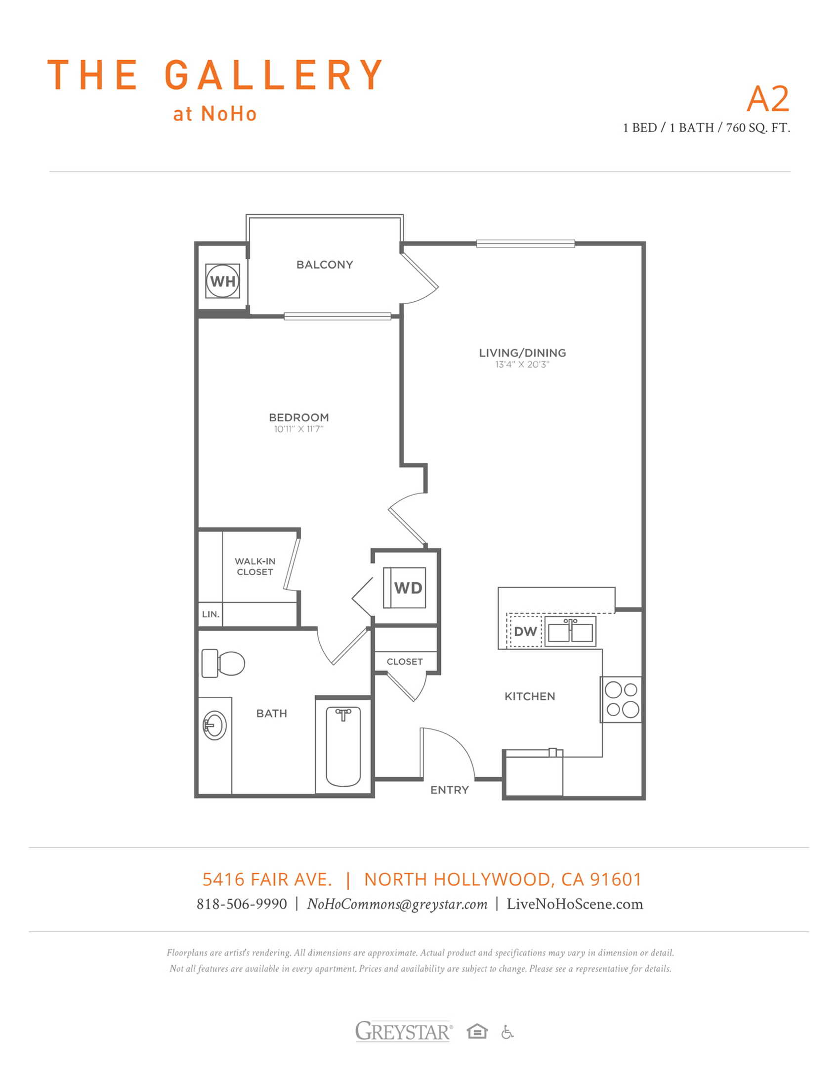 A2 | 1 bed 1 bath | from 760 square feet