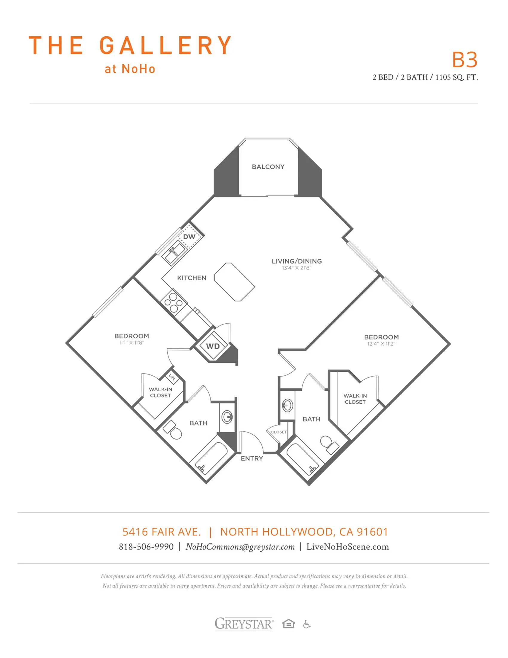 B3 | 2 bed 2 bath | from 1105 square feet