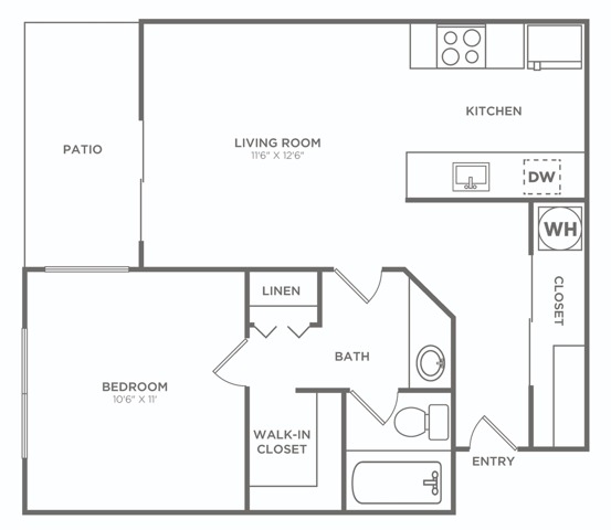 One Bedroom One Bath | 581 sq. ft.