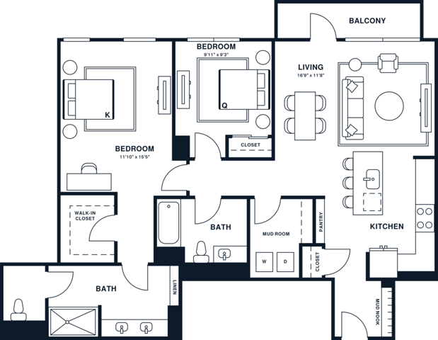 B14PH | 2x2 PH | 1177 sq ft