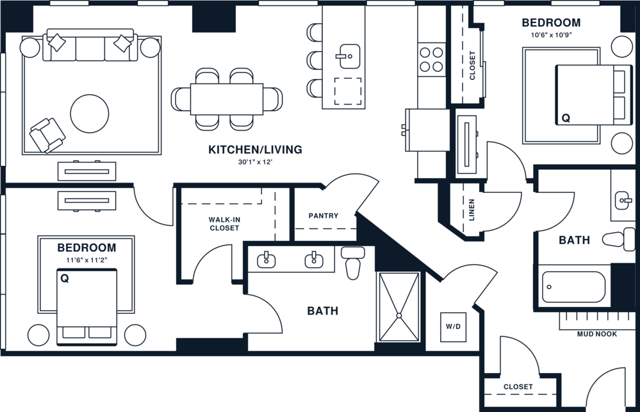 B13.A | 2x2 | 1150 sq ft