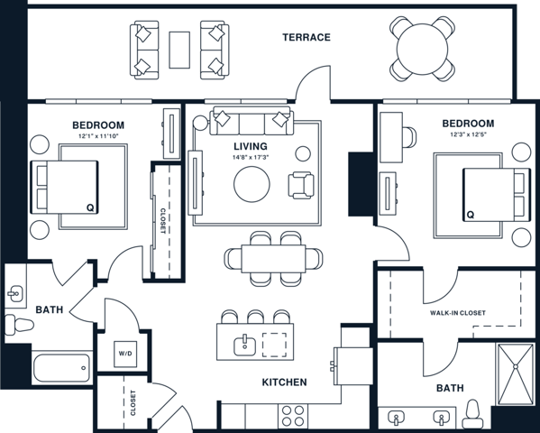 B10 | 2x2 | 1079 sq ft