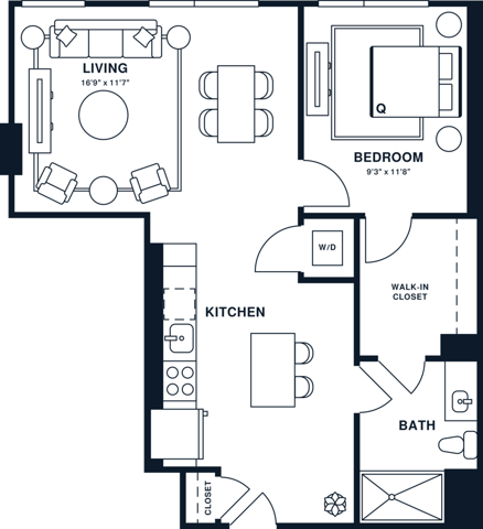 A9 | 1x1 | 695 sq ft
