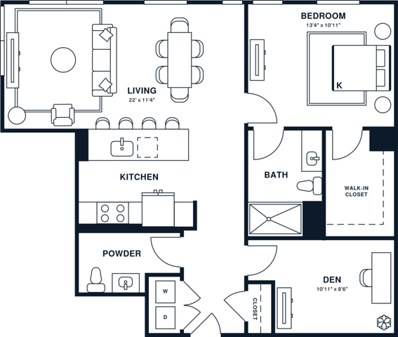A17DPH | 1x1 Den PH | 969 sq ft