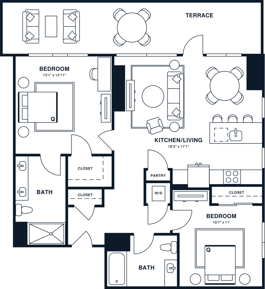 B7 | 2x2 | 1030 sq ft