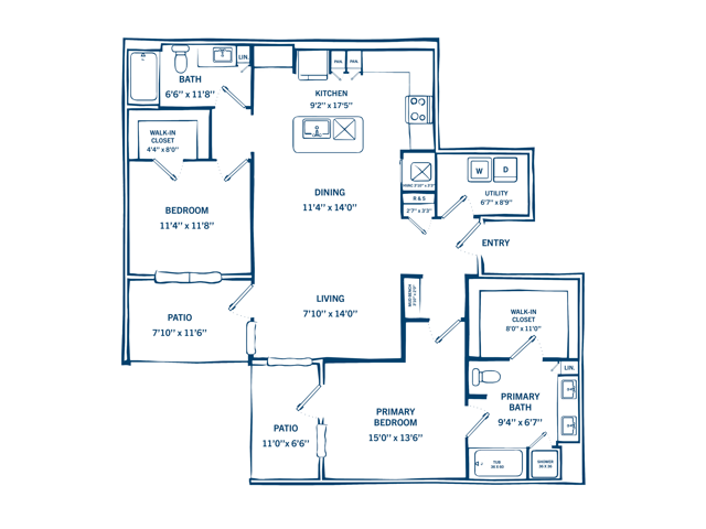 Two Bedroom Floor Plan