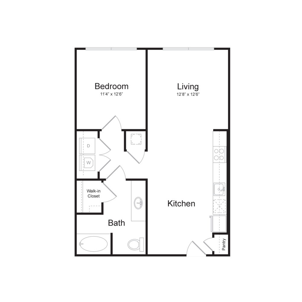 1 Bedroom 1 Bathroom Floor Plan Image