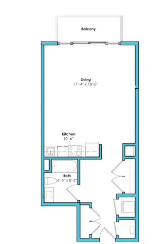 Studio (628 SF)