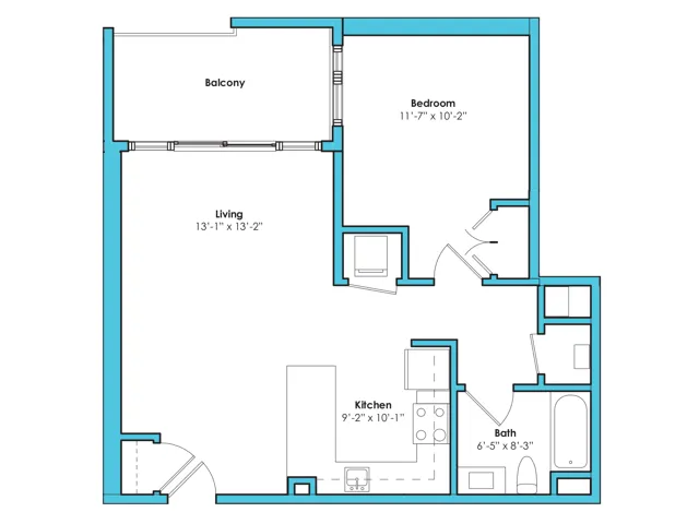 One Bedroom One Bath (709 SF)