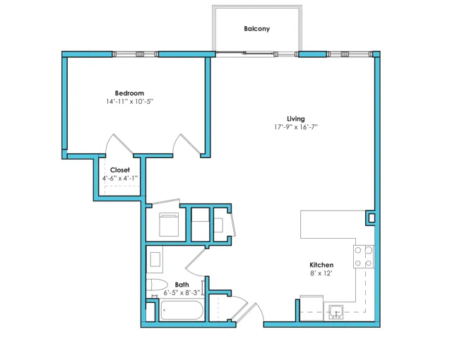 One Bedroom One Bath (847 SF)
