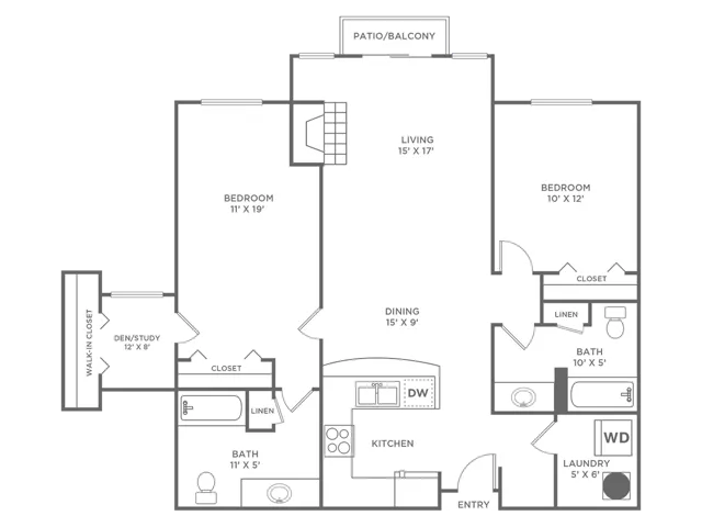 Sinclair w/ Den-Classic | 2 bed 2 bath | from 1,186 sq ft