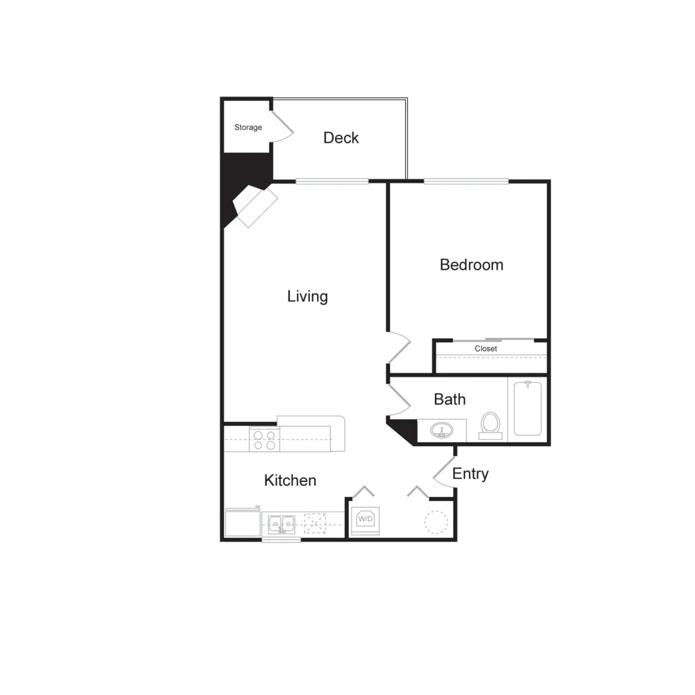 One Bedroom, One Bathroom (620 sq ft)
