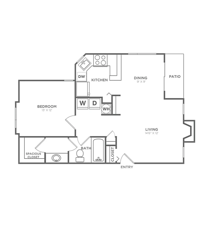 One Bedroom One Bath (712 SF)