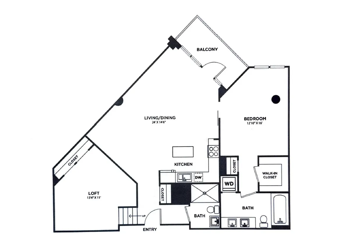 1 bed 2 bath | 1200 SF